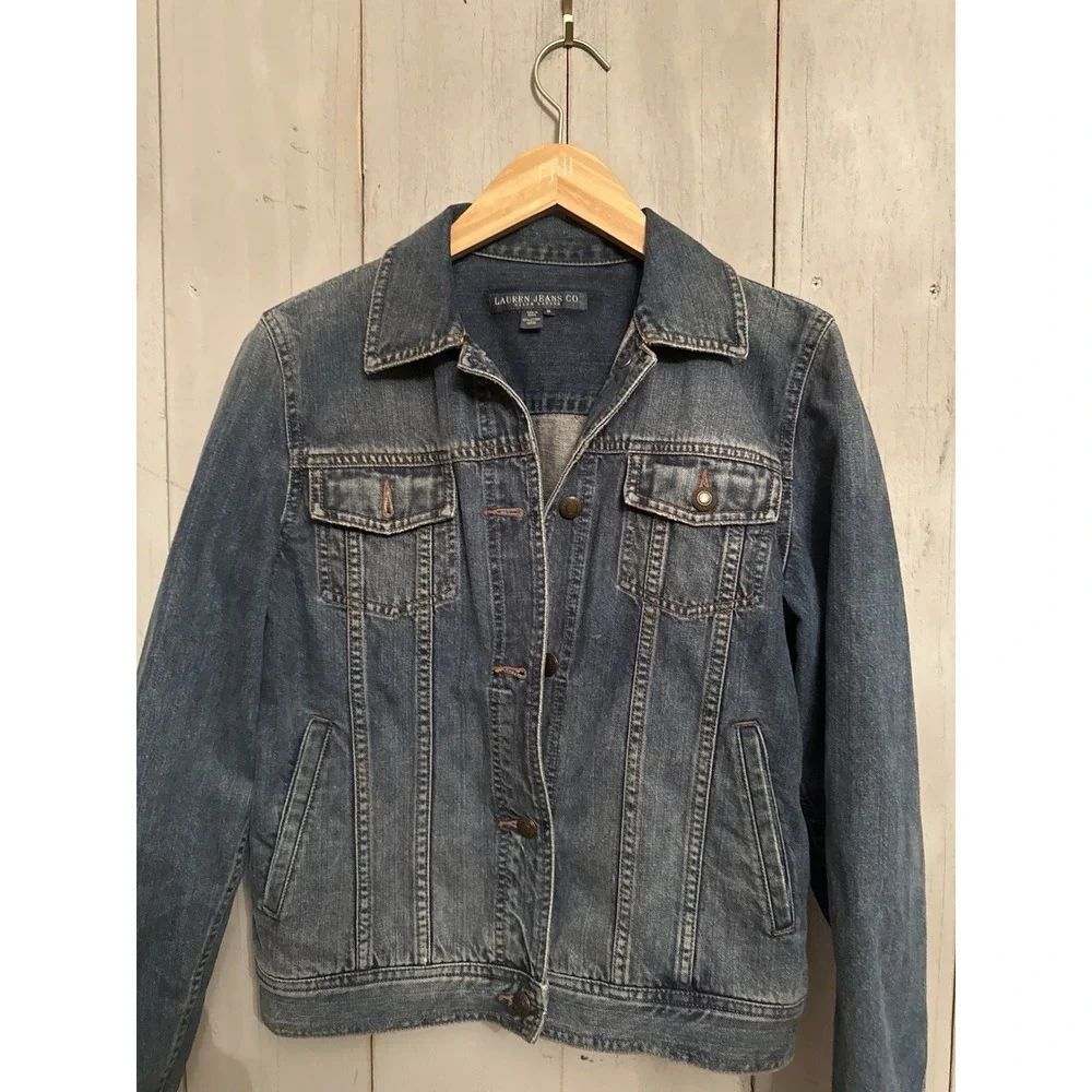Lauren Jeans Co By Ralph Lauren Womens Sz-M Trucker‎ Jean Jacket VINTAGE - Picture 2 of 9